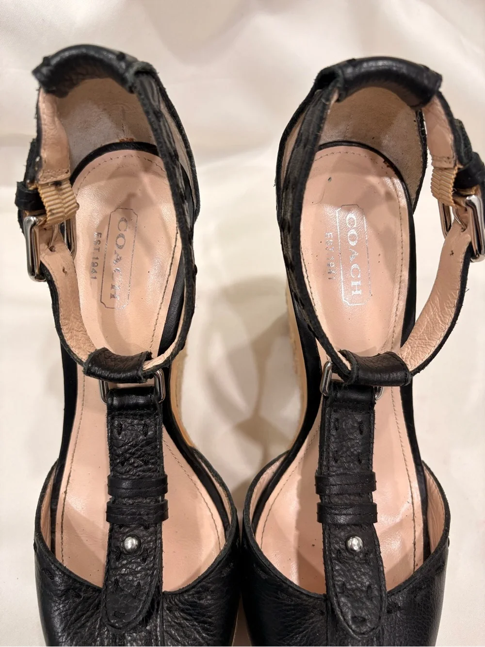 Coach Gala Pebble Grain Leather Black Wedge Size 6 Woman’s